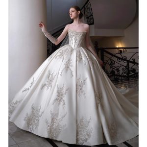 The Modern Monarch Ball Gown | Sleeveless Court Vintage Ivory Wedding Dress | Marisa