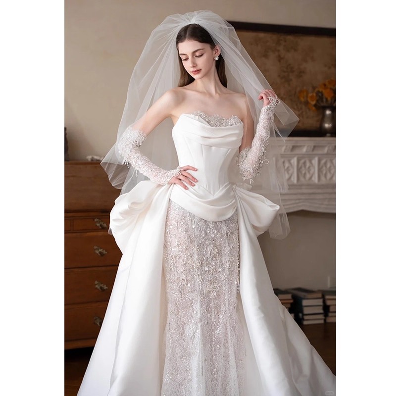 The Ivory Siren: A Luxury Off-Shoulder Mermaid Wedding Dress with Fishbone Corset - 图片 6